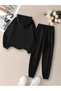Women's California Westcoast Printed Black Hooded Sweatshirt-Black Sweatpants Set - 2