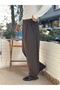 Korean Cut Striped Pleated Fabric Pants Brown - 4