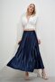 Women's Leather Look Pleated Skirt 88 cm - 2