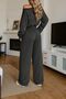 Women's Boat Neck Sweatshirt Sweatpants Double Bottom Top Set - 2