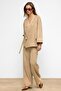 Tie-Front Suede Look Kimono Double Set Stone 9366-Tk - 2