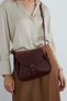 Burgundy Women's Large Size Flap Crossbody Shoulder Bag - 2