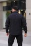 Flam Linen Textured Long Sleeve Black Color Half Oversize Men's Shirt - 5