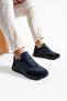 Men's Navy Blue Casual Gray-Suede Shoes - 3