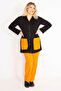 Women's Plus Size Orange-Black, Pocket Combination Hooded Front Zipper Sweatshirt Pants Set 65N39162 - 5