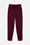 Women's Plum Color Tie-Waist Jogger Sweatpants