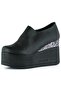 Lumi Black Vegan Round Toe Stoned Hidden Wedge Heel Casual Shoe - 4