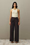 Relaxed Fit Palazzo Denim Pants Brown