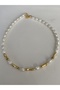 Women's Necklace with Gold Detail and Inlaid Pearls, 40 + 5 cm Extension Chain - 2