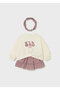 Baby Girl 3-Piece Set (1-4 Years) – Fruit Printed Sweatshirt, Plaid Skirt and Bandana