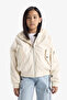 Double-Sided Hooded Ecru Girl's Coat C5339A8/Er99 - 3