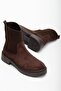 Women's Thick Sole Brown Suede Elastic Side Band Casual Boots - 2