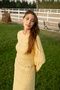 Women's Openwork Self-Patterned Dress Yellow - 5