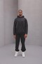 Men's Oversize Tracksuit Set Smoked – Basic, 3 Thread Raised Fleece; Hooded Top, Elasticated Bottom - 2
