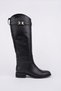 Massi̇ Model Genuine Leather Black Detachable Buckle Thick Heel Daily Women's Boots - 7