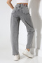 Women's Gray High Waist Wide Leg Jeans - 4