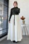 Short Mercerized Knitwear Sweater with Button Detail on the Sleeves – Khaki - 7
