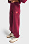 Women's Burgundy Color W5-35 Knitted Fabric Loose Fit Bottom Top 2-Piece Combination Tracksuit Set - 4