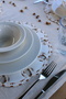 American Service 6-Piece Set Faux Leather Embroidered Round Supla Luxury Dining Table Set - 3
