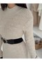 Crew Neck Ribbed and Belted Dress - 5