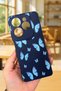 Infinix Hot 40 Pro Compatible Blue Butterfly Patterned Silicone Shock-Absorbing Classic Protected Rubber Case