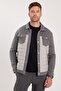 Men's relaxed fit comfortable snap button quilted flap double pocket warm beige cashmere coat - 2