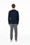 18955 Men's Navy Blue Round Neck Long Sleeve Pajama Set - 4