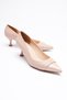 Women's Leather Heeled Shoes 5.5 cm Pointed Toe Patent Leather Toe Detail Beige Mariel