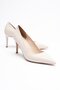 Women's Leather Heeled Shoes 8 cm Pointed Toe Beige Carmira