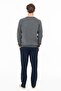 18925 Men's Anthracite Melange Round Neck Long Sleeve Pajama Set - 4