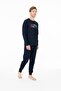18951 Men's Navy Blue Round Neck Long Sleeve Pajama Set - 3