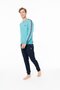 18942 Men's Turquoise Round Neck Long Sleeve Pajama Set - 2