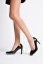 Women's Patent Leather High Heels 9 cm Gold Detailed Platform Black Elandra - 5