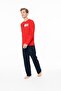 18945 Men's Red Round Neck Long Sleeve Pajama Set - 3