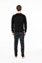 18968 Men's Black Round Neck Long Sleeve Pajama Set - 4