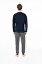 18953 Men's Navy Blue Round Neck Long Sleeve Pajama Set - 2