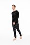 18968 Men's Black Round Neck Long Sleeve Pajama Set - 3