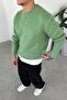Green Knitted Pattern Relaxed Knitwear Sweater - 2