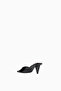 Iris 65, Black Croc Patterned Leather Pointed Toe Heeled Slippers - 3