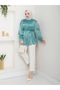 Women's Satin Turquoise Shirt - 2