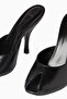 Date 105, Black Leather Peep Toe Sculptural Heels, Handcrafted Slippers - 4