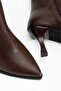 Mira Brown Leather Pointed Toe Women's Heeled Boots - 3