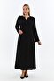 Black Polka Dot Long Sleeve Viscose Fabric Mother Dress