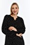 Black Polka Dot Long Sleeve Viscose Fabric Mother Dress - 6
