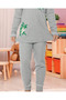 Gray Süzüle Fabric Girls' Cotton Pajama Set - 3