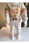 Girl's Plush Detailed Embossed Thick Suit with Pockets 100% Cotton Labubu - 2