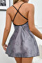 Love Printed Gray Satin Nightdress - 2
