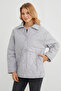 Water Wave Patterned Quilted Oversized Buttoned Coat - 5