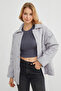 Water Wave Patterned Quilted Oversized Buttoned Coat
