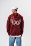 Men's Mask Off Printed Washable Hooded Oversize Hoodie Burgundy